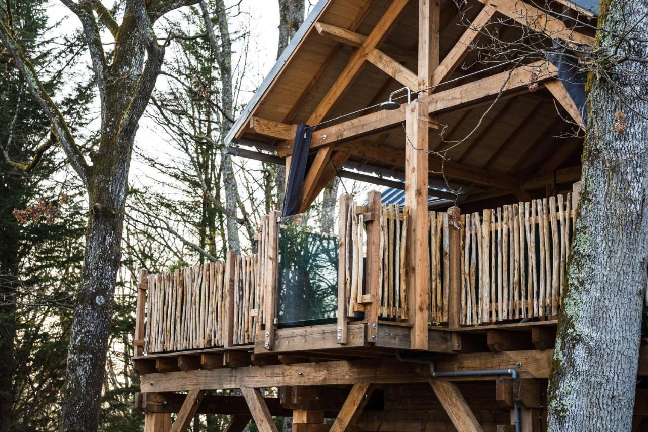 Charmante Cabane Dans Les Arbres Avec Jacuzzi Et Sauna Boismorand Ngoại thất bức ảnh